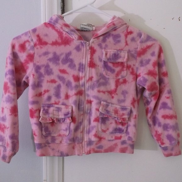 Flapdoodles Other - Flapdoodles Pink Tie Dye Velour Hoodie 5 Girls